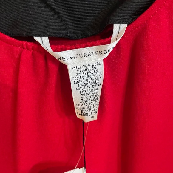 NWT Diane von Furstenberg Red/Black Jacinta Dress Size 10 - Picture 3 of 6